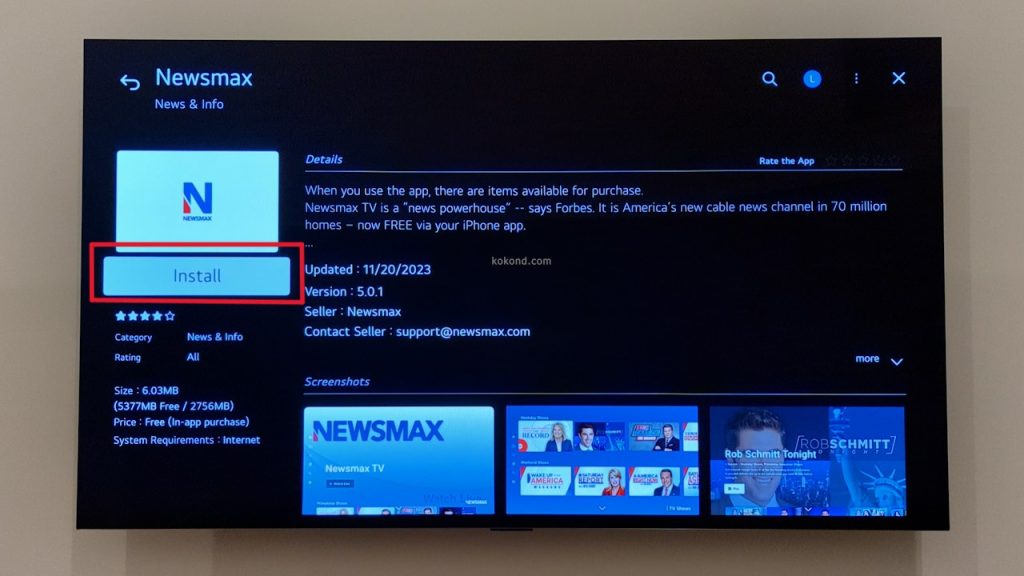 Download and Install the Newsmax App on your LG TV