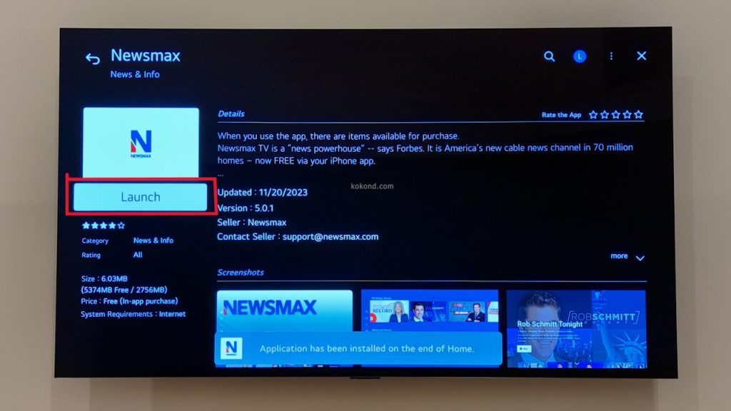 Launch the Newsmax App on your LG TV
