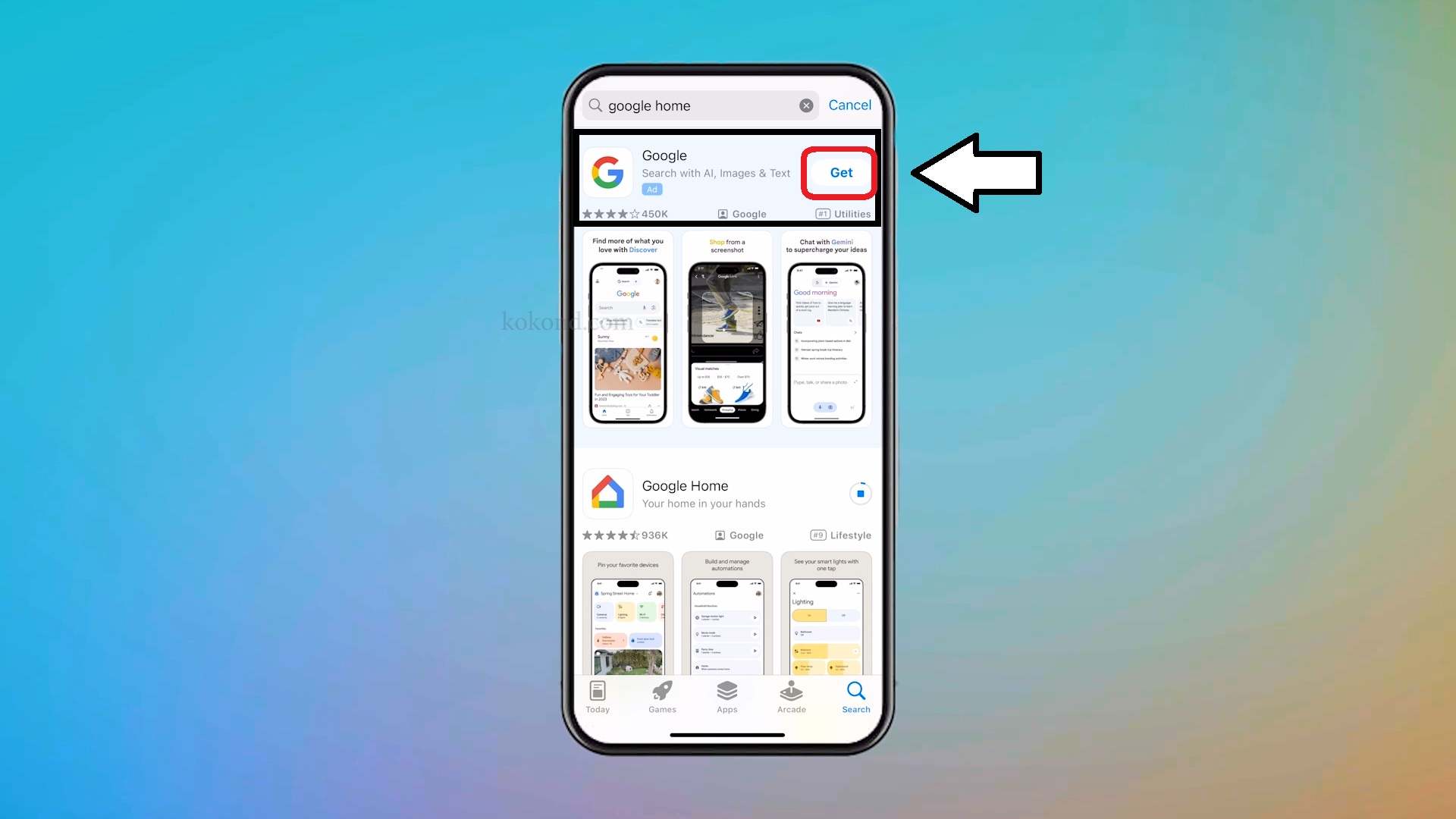 Step 1B: download the Google Home App