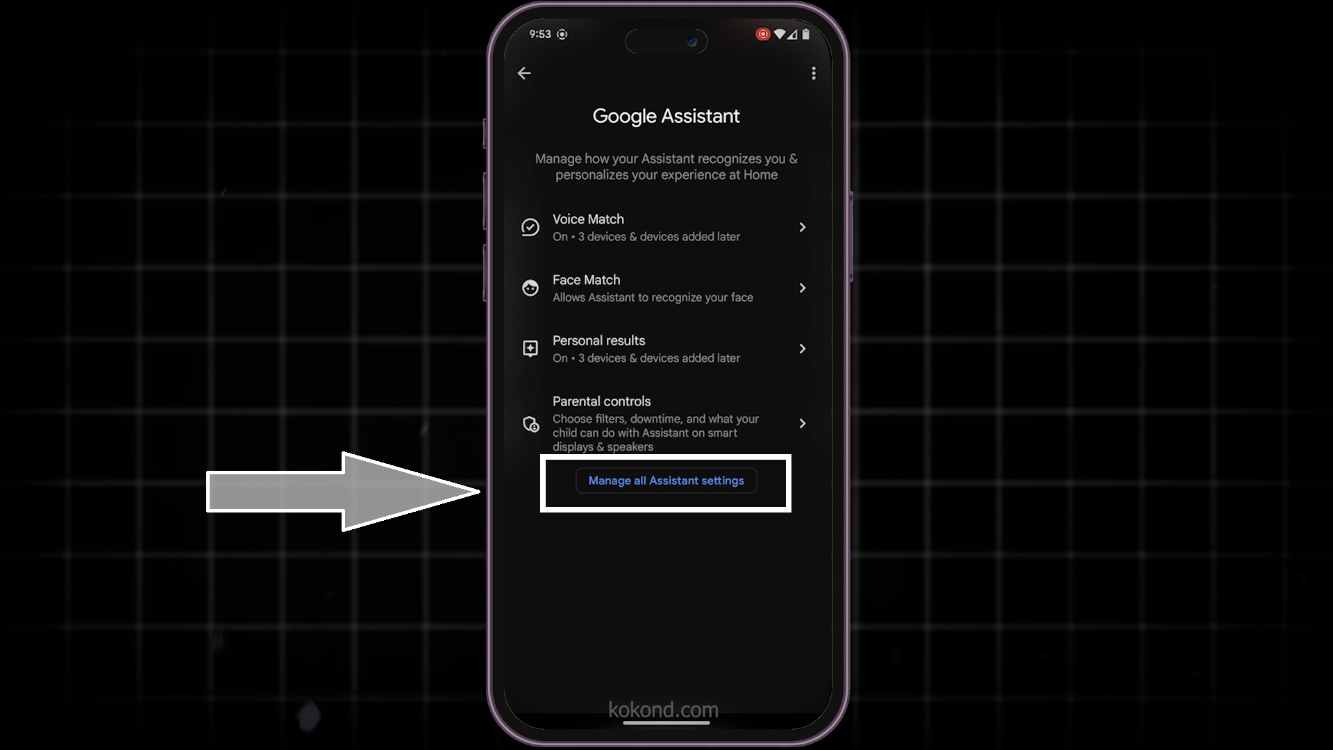 Step 4: Select the option for Manage All Assistant Settings