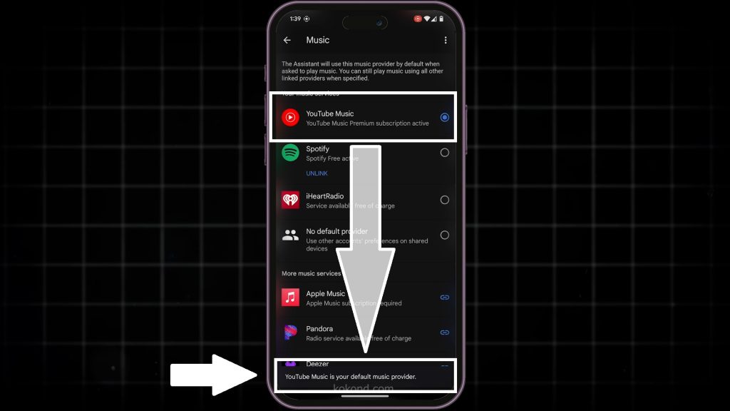 step 5. set you tube music as your default music app on your device