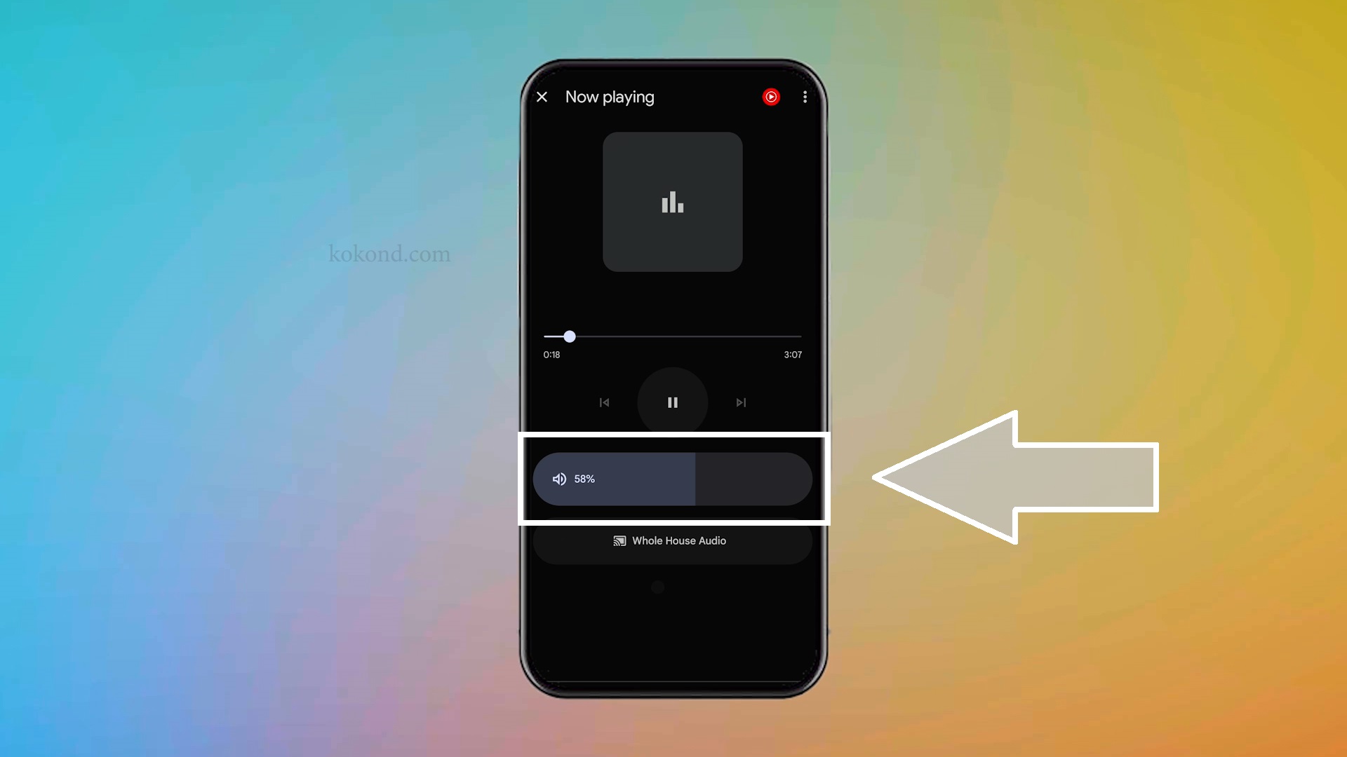 On the media player bar, use the slider to increase or decrease the volume for the entire speaker group.

This control allows you to manage the sound level across all devices in the group with ease.