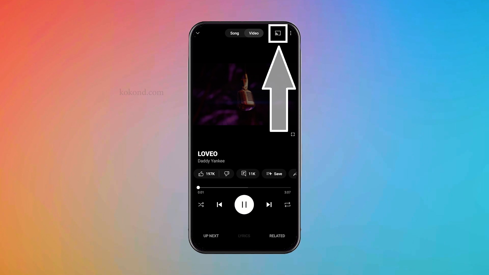 Tap on the Cast Icon after playing media from the music app of your choice. The cast icon is usually on the top of the screen and resembles a monitor with a Wi-Fi symbol. 